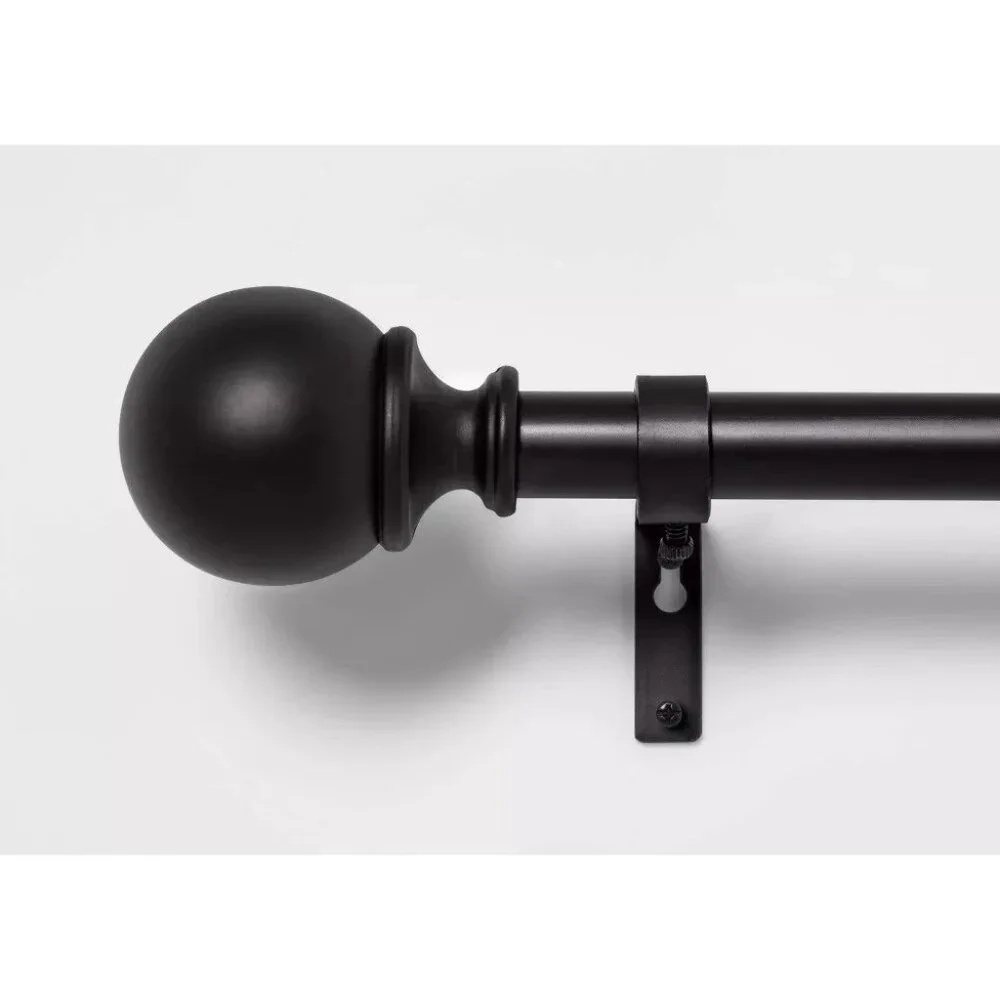 Threshold Matte Black Finish Expandable Ball End Curtain Rod 66